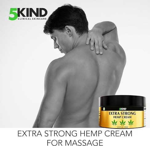 كريم القنب 5Kind بقوة قصوى 3.4 أونصة سائلة - كريم تخفيف مهدئ غني بزيت القنب - كريم تدليك القنب لأسفل الظهر والمفاصل والرقبة والركبتين والكتفين والعضلات - لوشن القنب للنساء والرجال in Kuwait