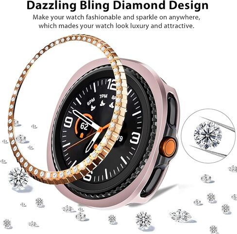 2 Packs for Galaxy Watch 8 Classsic 46mm Case, Bling Frame Protective Case Compatible for Samsung Galaxy Watch 8 Classsic 46mm (2 Packs, Rosegold/Gold) in Kuwait