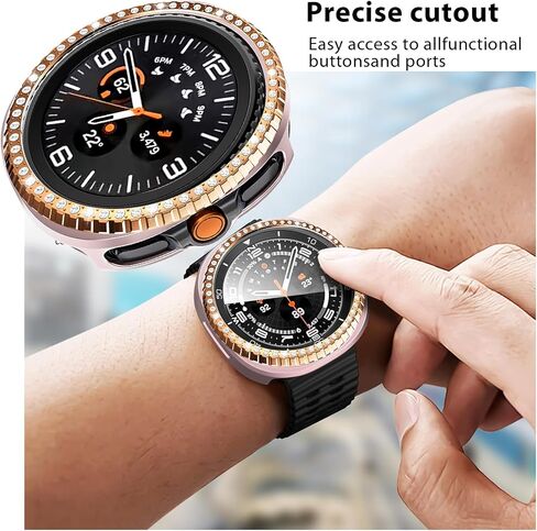 2 Packs for Galaxy Watch 8 Classsic 46mm Case, Bling Frame Protective Case Compatible for Samsung Galaxy Watch 8 Classsic 46mm (2 Packs, Rosegold/Gold) in Kuwait