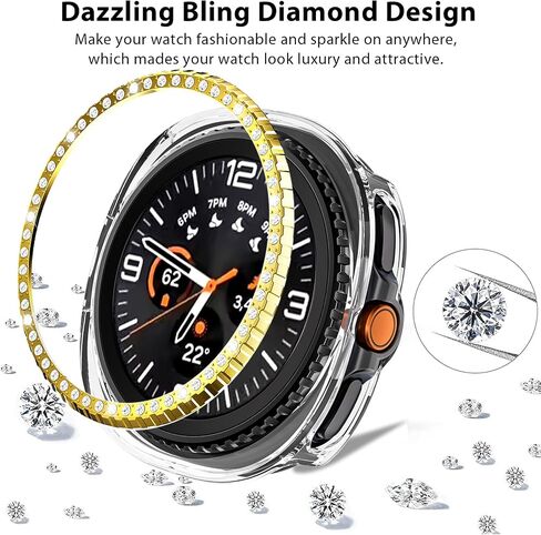 2 Packs for Galaxy Watch 8 Classsic 46mm Case, Bling Frame Protective Case Compatible for Samsung Galaxy Watch 8 Classsic 46mm (2 Packs, Rosegold/Gold) in Kuwait