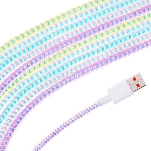 10 Pcs Extended Spiral Cable Protector, 55.1 Inch Multicolor Charger Protector Headphone Cable Saver from Pets No Chew The Cables Data Cables Protective Sleeve for USB Data Wire (Bright Color) in Kuwait