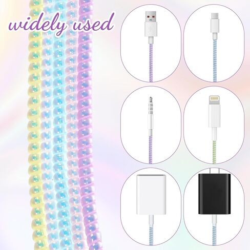 10 Pcs Extended Spiral Cable Protector, 55.1 Inch Multicolor Charger Protector Headphone Cable Saver from Pets No Chew The Cables Data Cables Protective Sleeve for USB Data Wire (Bright Color) in Kuwait
