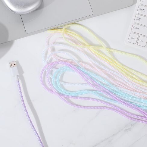 10 Pcs Extended Spiral Cable Protector, 55.1 Inch Multicolor Charger Protector Headphone Cable Saver from Pets No Chew The Cables Data Cables Protective Sleeve for USB Data Wire (Bright Color) in Kuwait