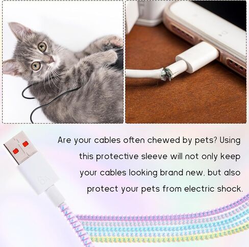 10 Pcs Extended Spiral Cable Protector, 55.1 Inch Multicolor Charger Protector Headphone Cable Saver from Pets No Chew The Cables Data Cables Protective Sleeve for USB Data Wire (Bright Color) in Kuwait