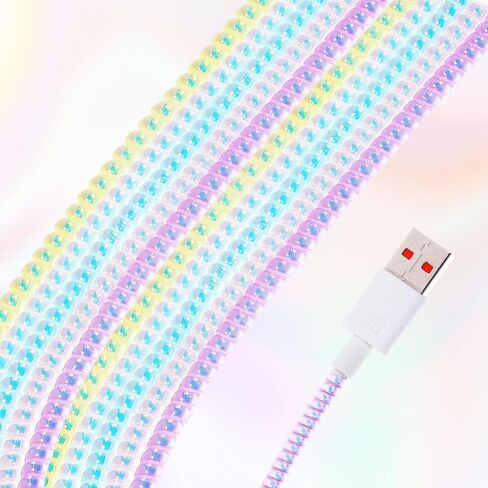 10 Pcs Extended Spiral Cable Protector, 55.1 Inch Multicolor Charger Protector Headphone Cable Saver from Pets No Chew The Cables Data Cables Protective Sleeve for USB Data Wire (Bright Color) in Kuwait