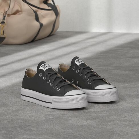 Converse Women's Chuck All Star Lift Clean Ox Sneakers, Black/White, 8 Medium US in Kuwait