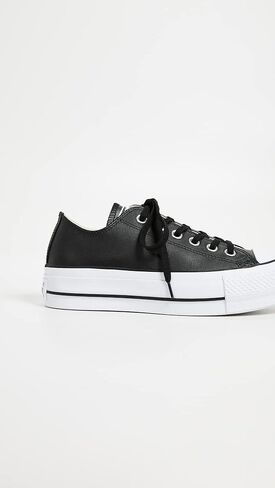 Converse Women's Chuck All Star Lift Clean Ox Sneakers, Black/White, 8 Medium US in Kuwait