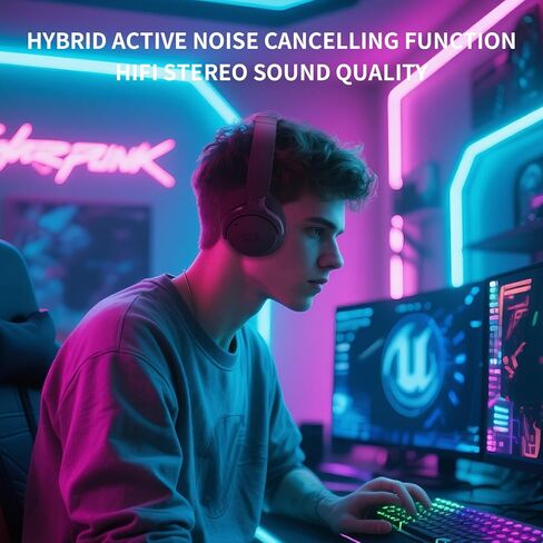 Redragon H610 Wireless Gaming Headset for PS5, PS4, PC, Mac, NS - BT 5.3 with ANC Noise Cancellation, 50H Battery, Lightweight, Over-Ear Headphones with Built-in Mic, Black in Saudi Arabia