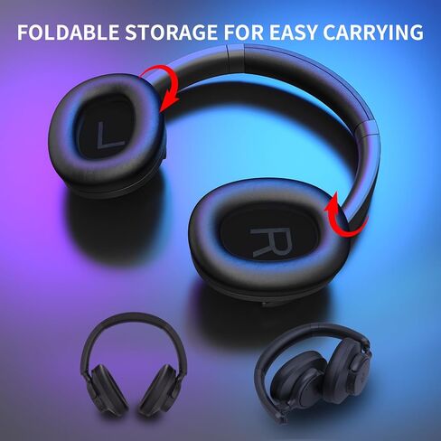 Redragon H610 Wireless Gaming Headset for PS5, PS4, PC, Mac, NS - BT 5.3 with ANC Noise Cancellation, 50H Battery, Lightweight, Over-Ear Headphones with Built-in Mic, Black in Saudi Arabia