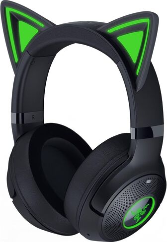 رايزر Kraken Kitty V2 BT Wireless RGB سماعة الرأس: Chroma RGB Kitty Ears & Earcups - Bluetooth 5.2-40 MM برامج تشغيل - ميكروفونات إلغاء الضوضاء - خفيفة الوزن - بطارية 40 ساعة ث/النوع C شحن - أسود (متجدد) in Kuwait