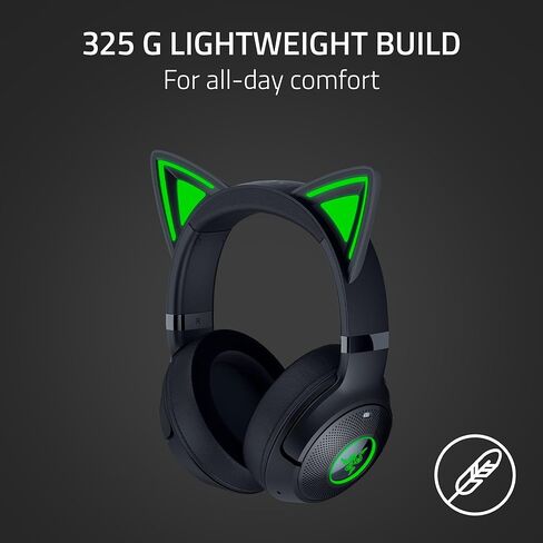 رايزر Kraken Kitty V2 BT Wireless RGB سماعة الرأس: Chroma RGB Kitty Ears & Earcups - Bluetooth 5.2-40 MM برامج تشغيل - ميكروفونات إلغاء الضوضاء - خفيفة الوزن - بطارية 40 ساعة ث/النوع C شحن - أسود (متجدد) in Kuwait