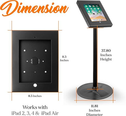 حامل أمان مضاد للسرقة Pyle ، حامل كشبك للألومنيوم الشاقية للألومنيوم لأجهزة iPad 2/3/4/air ، ارتفاع القطب 37.8 بوصة ، شاشة التناوب والتمثيل. in Saudi Arabia