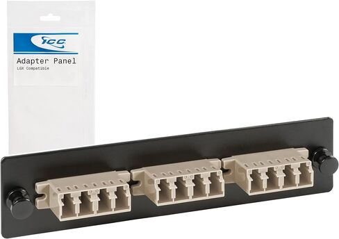 ICC LC-LC Fiber Optic Adapter Panel, LGX Compatible, 12 Fibers, Singlemode, Blue 94V-0 Adapters, Push Fasteners, Black Steel in Saudi Arabia
