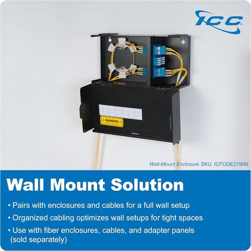 ICC LC-LC Fiber Optic Adapter Panel, LGX Compatible, 12 Fibers, Singlemode, Blue 94V-0 Adapters, Push Fasteners, Black Steel in Saudi Arabia