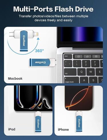Gulloe 256GB Flash Drive Intended for iPhone, Memory Stick Storage for Photos and Videos Backup, Compatible with iPhone iPad Android PC, Plug and Play, No Application Required (Navy Blue) in Saudi Arabia