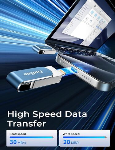 Gulloe 256GB Flash Drive Intended for iPhone, Memory Stick Storage for Photos and Videos Backup, Compatible with iPhone iPad Android PC, Plug and Play, No Application Required (Navy Blue) in Saudi Arabia