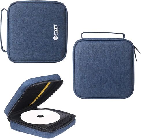 FORE 32 Capacity CD Case for CD/DVD Disc Storage Wallet Organizer Bag Color Blue in Saudi Arabia