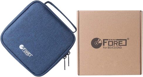 FORE 32 Capacity CD Case for CD/DVD Disc Storage Wallet Organizer Bag Color Blue in Saudi Arabia