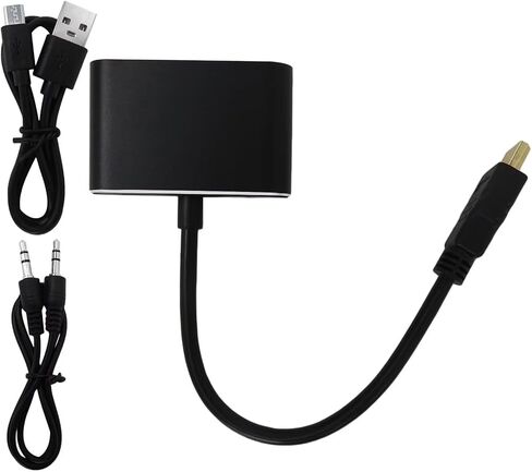 2025 Upgrade HDMI to VGA+HDMI Adapter for Dual Monitor, HDMI to VGA & HDMI Splitter 2-in-1,1080P@60HZ Full HD Display Video Converter Compaitble for Windows/Mac Os/Linux, Plug & Play in Saudi Arabia