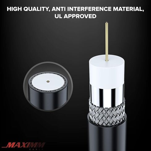 Maximm RG6 COAXIAL Cable with 90-Degree Angled Connector - 20ft Black - Triple Shielded, Non-Oxygen Copper Cable Wire for TV, Internet More - Flexible Coax Cable Cord in Saudi Arabia