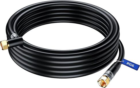 Maximm RG6 COAXIAL Cable with 90-Degree Angled Connector - 20ft Black - Triple Shielded, Non-Oxygen Copper Cable Wire for TV, Internet More - Flexible Coax Cable Cord in Saudi Arabia