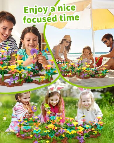 ألعاب حديقة الأطفال من Funsland لعمر 3 4 5 6 7 سنوات - مجموعة بناء الزهور المكونة من 272 قطعة لألعاب الفتيات الصغيرات in Kuwait