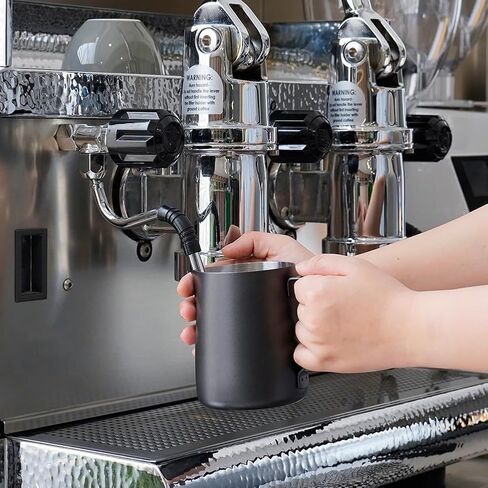 watchget Milk Frothing Pitcher 350ml/600ml/900ml/1500ml (12oz/20oz/32oz/52oz) - Stainless Steel Espresso Steaming Pitcher for Cappuccino, Latte Art, Milk Jug Coffee Frother Cup, Black in Kuwait