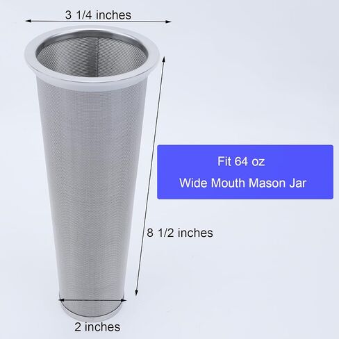 Fermus Cold Brew Coffee Filter for 64oz / 2Quart Wide Mate Mason Jar Infuser 304 in Kuwait