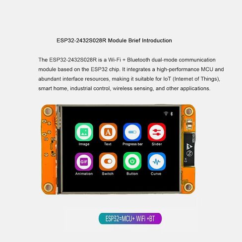 ESP32-2432S028R 2.8 Inch TFT LCD Display Module with Resistive Touch Screen, 240x320 Resolution ILI9341 Driver, WiFi Bluetooth ESP32 Dual Core Development Board Compatible with Arduino IDE in Saudi Arabia