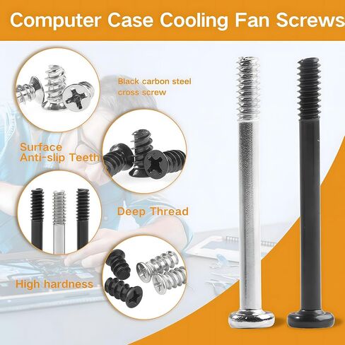 Case Fan Long Short Screws 160Pcs Long and Short Screw (#6-32x32mm, M5x10mm) PC Computer Chassis Fan Components Radiator Fan Cooling Fan Mount Screws Set Black and Silver in Saudi Arabia