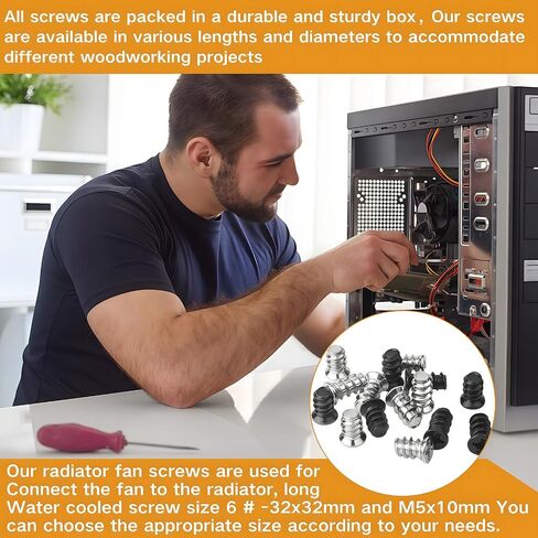 Case Fan Long Short Screws 160Pcs Long and Short Screw (#6-32x32mm, M5x10mm) PC Computer Chassis Fan Components Radiator Fan Cooling Fan Mount Screws Set Black and Silver in Saudi Arabia