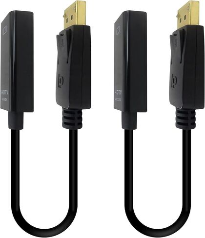 2 Pack Black DisplayPort to HDMI Adapter 4K Unidirection DisplayPort Computor إلى محول اتصال مراقبة HDMI يدعم ما يصل إلى 3840x2160@30Hz ، 1920x1080@60Hz (1080p) in Kuwait