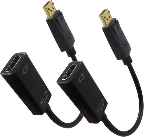 2 Pack Black DisplayPort to HDMI Adapter 4K Unidirection DisplayPort Computor إلى محول اتصال مراقبة HDMI يدعم ما يصل إلى 3840x2160@30Hz ، 1920x1080@60Hz (1080p) in Kuwait