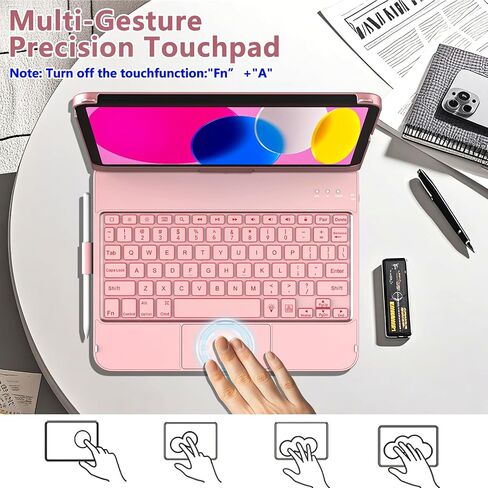 aMZCaSE Touch Keyboard Case for iPad A16 11th/10th Gen, 360° Rotating | Multi-Touch Touchpad, 7-Color Backlit, Pencil Holder, Fits iPad A16 11″ (2025) & 10th Gen 10.9″ (2022), Retro Red in Kuwait