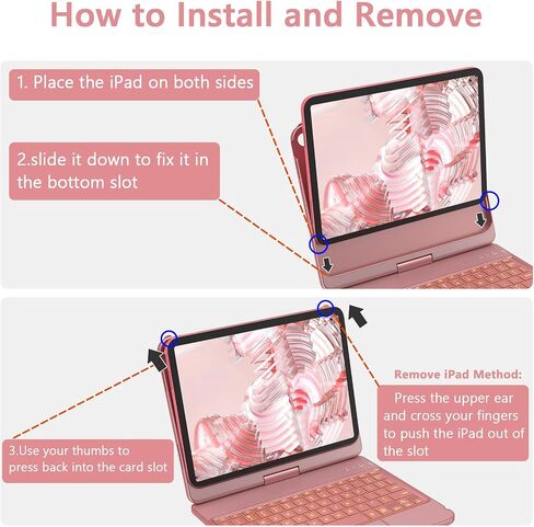 aMZCaSE Touch Keyboard Case for iPad A16 11th/10th Gen, 360° Rotating | Multi-Touch Touchpad, 7-Color Backlit, Pencil Holder, Fits iPad A16 11″ (2025) & 10th Gen 10.9″ (2022), Retro Red in Kuwait