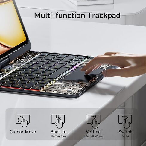 حالة لوحة المفاتيح لـ 12.9 بوصة iPad Pro 6/5/4/3rd Gen & 13 بوصة IPAD AIR (2025 M3 ، 2024 M2) لوحة مفاتيح لاسلكية مع لوحة تتبع 7 ملونة ، غطاء واقي شفاف مع حامل قلم رصاص (أسود) in Kuwait