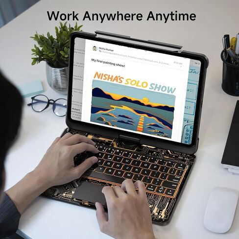 حالة لوحة المفاتيح لـ 12.9 بوصة iPad Pro 6/5/4/3rd Gen & 13 بوصة IPAD AIR (2025 M3 ، 2024 M2) لوحة مفاتيح لاسلكية مع لوحة تتبع 7 ملونة ، غطاء واقي شفاف مع حامل قلم رصاص (أسود) in Kuwait