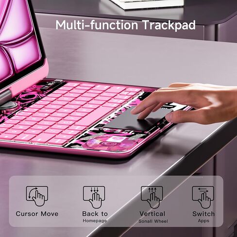 حالة لوحة المفاتيح لـ 12.9 بوصة iPad Pro 6/5/4/3rd Gen & 13 بوصة IPAD AIR (2025 M3 ، 2024 M2) لوحة مفاتيح لاسلكية مع لوحة تتبع 7 ملونة ، غطاء واقي شفاف مع حامل قلم رصاص (أسود) in Kuwait