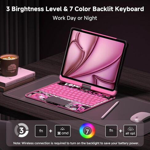 حالة لوحة المفاتيح لـ 12.9 بوصة iPad Pro 6/5/4/3rd Gen & 13 بوصة IPAD AIR (2025 M3 ، 2024 M2) لوحة مفاتيح لاسلكية مع لوحة تتبع 7 ملونة ، غطاء واقي شفاف مع حامل قلم رصاص (أسود) in Kuwait