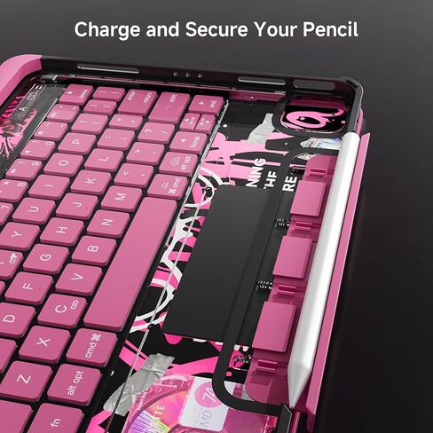 حالة لوحة المفاتيح لـ 12.9 بوصة iPad Pro 6/5/4/3rd Gen & 13 بوصة IPAD AIR (2025 M3 ، 2024 M2) لوحة مفاتيح لاسلكية مع لوحة تتبع 7 ملونة ، غطاء واقي شفاف مع حامل قلم رصاص (أسود) in Kuwait