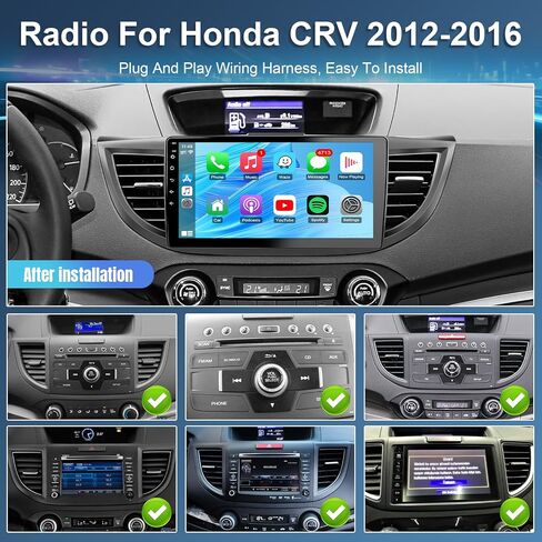 Android Car Radio for Honda CRV 2012 2013 2014 2015 2016 Car Stereo with Wireless Carplay Android Auto, 10 Inch Touch Screen, Bluetooth FM GPS WiFi SWC EQ Split Screen MIC in Saudi Arabia