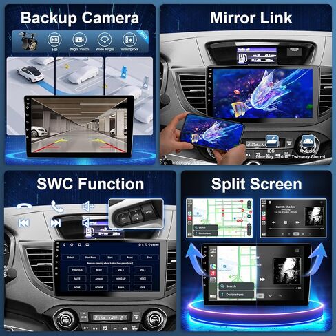 Android Car Radio for Honda CRV 2012 2013 2014 2015 2016 Car Stereo with Wireless Carplay Android Auto, 10 Inch Touch Screen, Bluetooth FM GPS WiFi SWC EQ Split Screen MIC in Saudi Arabia