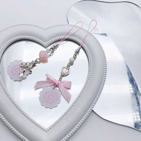 Phone Charm, Cute Japanese Style Phone Charm Fish Cake Heart Bead Bag Pendant Keyring Keychain Perfect for Camera Phones and Key in Saudi Arabia