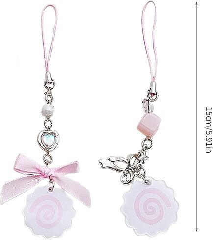 Phone Charm, Cute Japanese Style Phone Charm Fish Cake Heart Bead Bag Pendant Keyring Keychain Perfect for Camera Phones and Key in Saudi Arabia