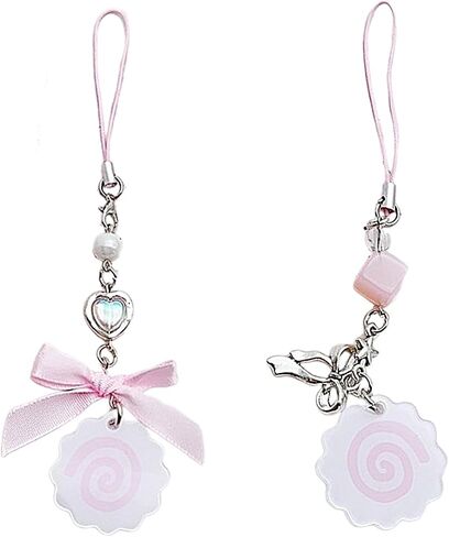 Phone Charm, Cute Japanese Style Phone Charm Fish Cake Heart Bead Bag Pendant Keyring Keychain Perfect for Camera Phones and Key in Saudi Arabia