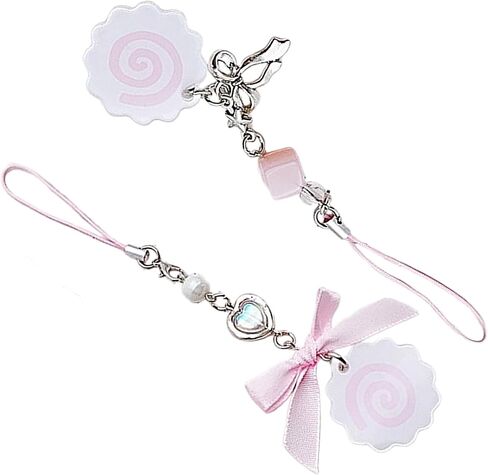 Phone Charm, Cute Japanese Style Phone Charm Fish Cake Heart Bead Bag Pendant Keyring Keychain Perfect for Camera Phones and Key in Saudi Arabia