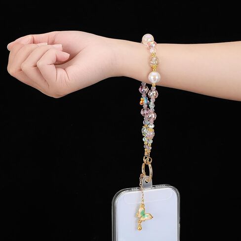 2pcs حزام سحر سحر لطيف الهاتف سوار الكريستال سوار الكريستال الحبل الشنيع من الهاتف المحمول بالخرز مع teth in Kuwait