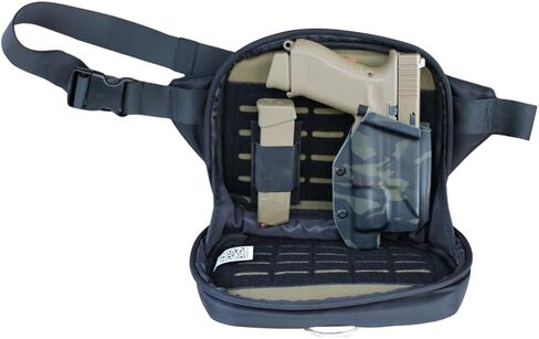 GRAB Bag Gunslinger, Rapid Deployment, Tacital Bag, Fanny Pack for Handgun, No Zipper Magnet Bag, Concealed Carry Bag Men and Women, Loop Molle, EDC, CCW, Jet Black Bag in Saudi Arabia