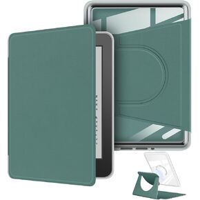 360 Degree Rotating Case for 6" Kindle (11th Generation-2024 Release), Detachable Magnetic Design Protective Adjustable Stand Cover Clear Back with Auto Sleep/Wake, Dark Green in Saudi Arabia