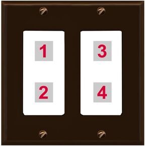 RiteAV Custom 4 Port Custom Wall Plate, 1 Gang, White/White, Choose HDMI Coax 3.5mm Banana Cat5/6 Phone RCA Speaker Toslink USB in Saudi Arabia
